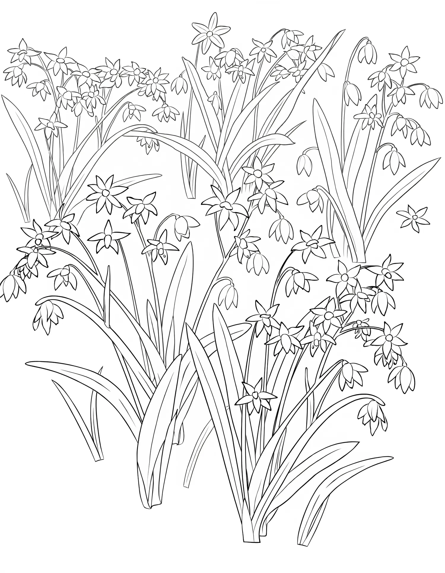 Scille de Sibérie en Tapis — Coloriage fleur à imprimer gratuitement